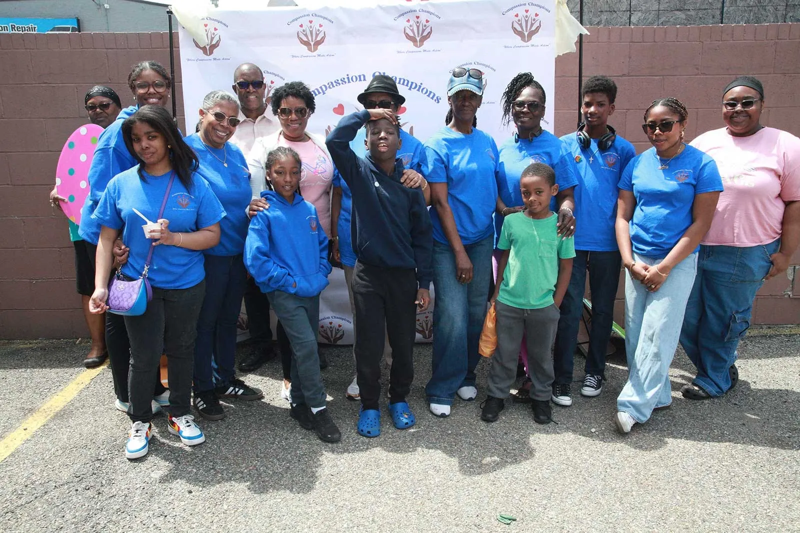 Volunteers and families gathered at the Hop Into Spring event
